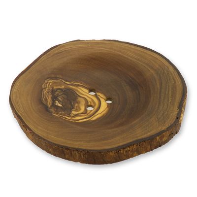 Olivenholz-Seifenschale rustikal mit Löcher Ø ca. 11cm 