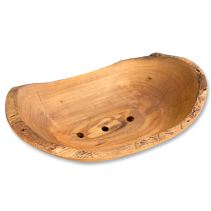 Wooden soap dish oval with holes 