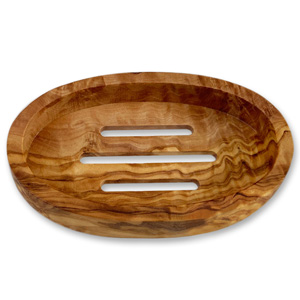 Holz-Seifenschale oval mit Rand 