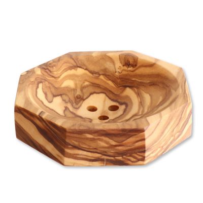 Wooden soap dish octagonal with holes 9x9cm 