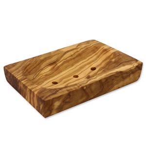 Wooden soap dish square with holes 12x8cm 