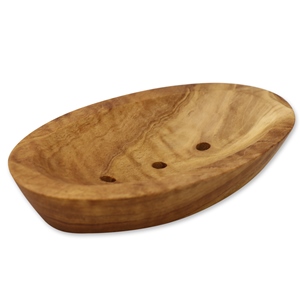 Wooden soap dish oval with holes 13x8cm 