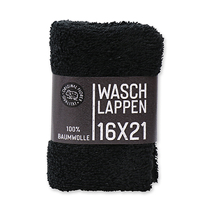 Washcloth black 16x21cm with paper "Black Edition" 