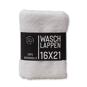 Washcloth white 16x21cm with paper "Black Edition" 