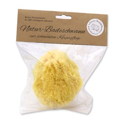 Natural bath sponge 12cm in cellophane with a label 