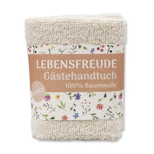 Hand towel 30x30cm "Lebensfreude", creme 