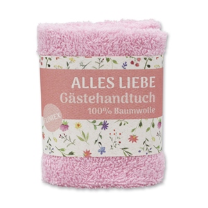 Hand towel 30x30cm "Alles Liebe", pink 