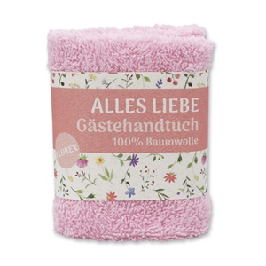 Waschtuch 30x30cm "Alles Liebe", rosa 