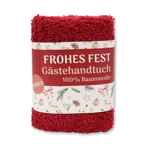 Waschtuch 30x30cm "Frohes Fest", bordeaux 