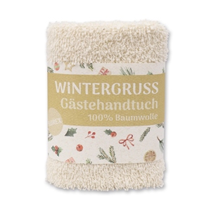 Hand towel 30x30cm "Wintergruß", beige 