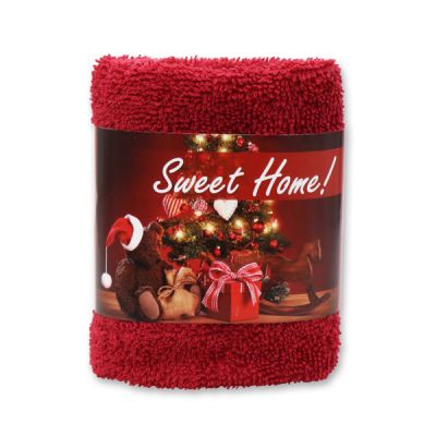 Hand towel 30x30cm "Sweet Home", bordeaux 