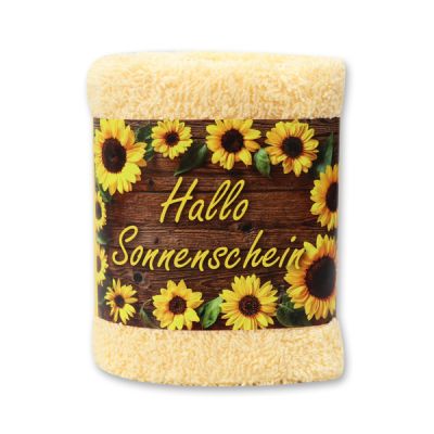 Hand towel 30x30cm "Hallo Sonnenschein", light orange 