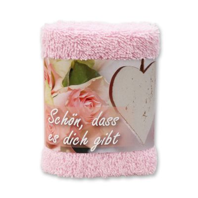 Waschtuch 30x30cm "Schön, dass es dich gibt", rosa 