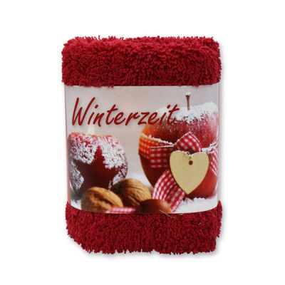 Hand towel 30x30cm "Winterzeit", bordeaux 