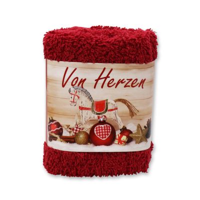 Hand towel 30x30cm "Von Herzen", bordeaux 