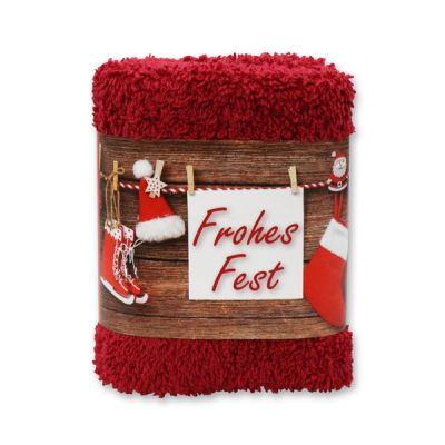 Hand towel 30x30cm "Frohes Fest", bordeaux 