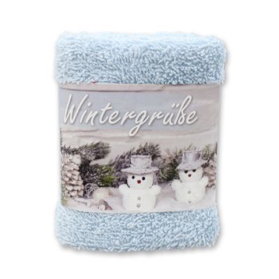 Hand towel 30x30cm "Wintergrüße", blue 