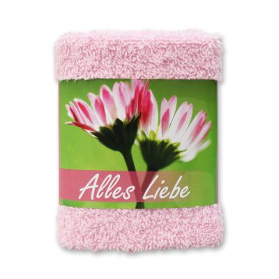 Hand towel 30x30cm "Alles Liebe", rose 