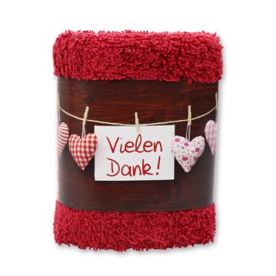 Hand towel 30x30cm "Vielen Dank", bordeaux 