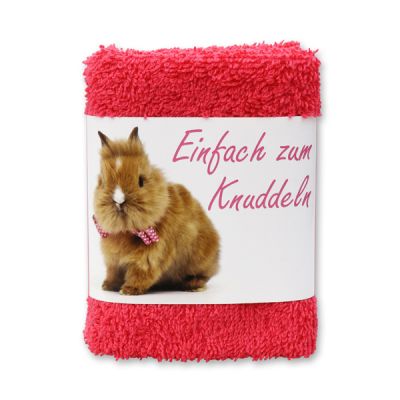 Hand towel 30x30cm "Einfach zum Knuddeln", pink 