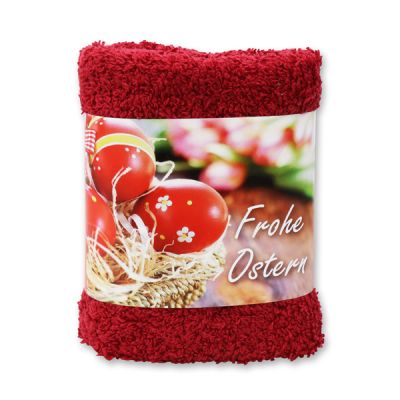 Hand towel 30x30cm "Frohe Ostern", bordeaux 