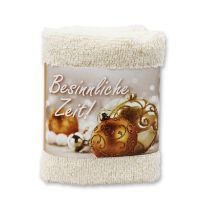 Waschtuch 30x30cm "Besinnliche Zeit", beige 