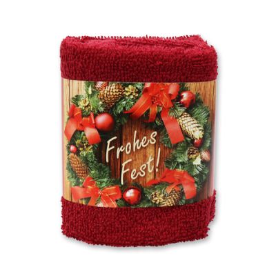 Hand towel 30x30cm "Frohes Fest", bordeaux 