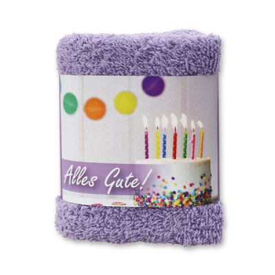 Hand towel 30x30cm "Alles Gute", lilac 