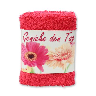 Hand towel 30x30cm "Genieße den Tag", pink 