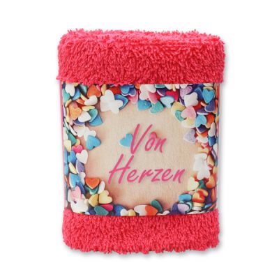 Hand towel 30x30cm "Von Herzen", pink 