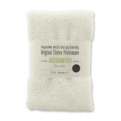 Guest towel 30x50cm "Love for tradition", white with green lettering 