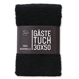 Guest towel black 30x50cm with paper "Black Edition" 