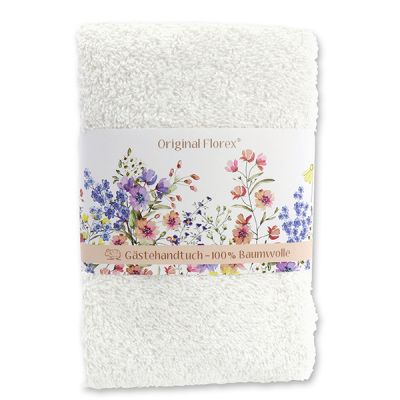 Guest towel 30x50cm "Blütenzart" with design 10, white 