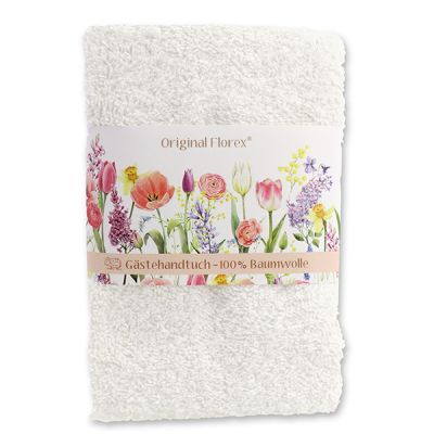 Guest towel 30x50cm "Blütenzart" with design 12, white 