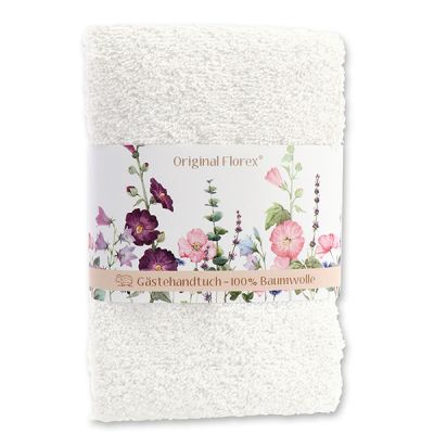 Guest towel 30x50cm "Blütenzart" with design 6, white 