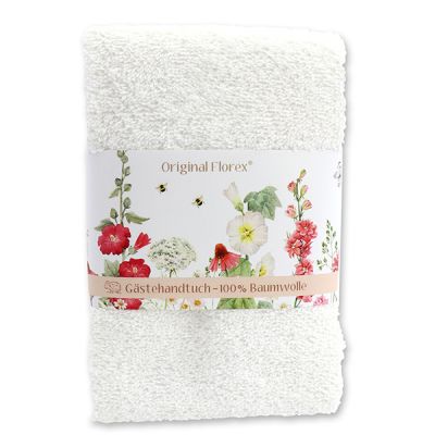 Guest towel 30x50cm "Blütenzart" with design 7, white 