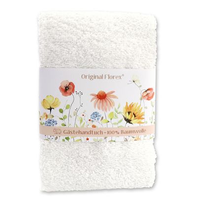 Guest towel 30x50cm "Blütenzart" with design 8, white 