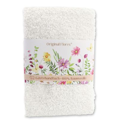Guest towel 30x50cm "Blütenzart" with design 9, white 
