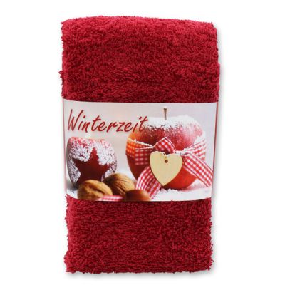 Guest towel 30x50cm "Winterzeit", bordeaux 