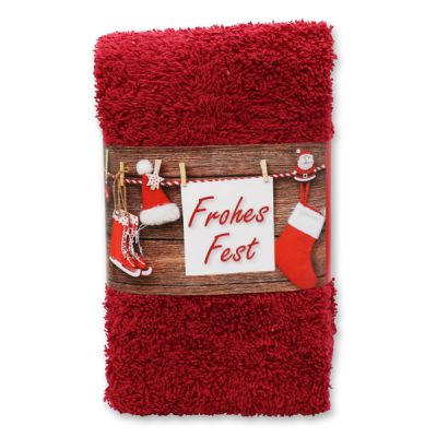 Gästehandtuch 30x50cm "Frohes Fest", bordeaux 