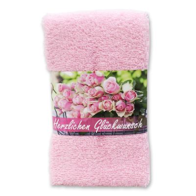 Guest towel 30x50cm "Herzlichen Glückwunsch", rose 
