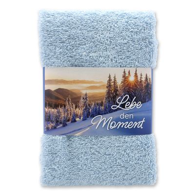 Guest towel 30x50cm "Lebe den Moment", blue 