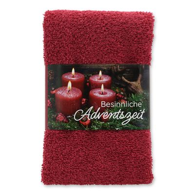 Guest towel 30x50cm "Besinnliche Adventszeit", bordeaux 