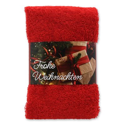 Guest towel 30x50cm "Frohe Weihnachten", red 