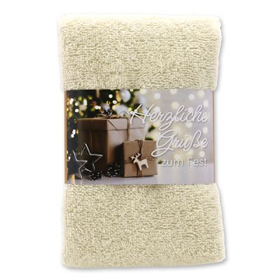 Guest towel 30x50cm "Herzliche Grüße zum Fest", creme 