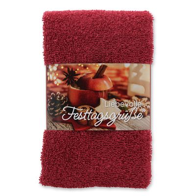 Guest towel 30x50cm "Liebevolle Festtagsgrüße", bordeaux 