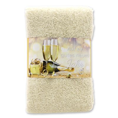 Guest towel 30x50cm "Auf ein gutes neues Jahr", creme 