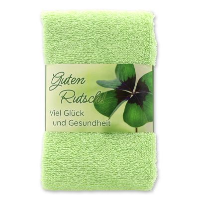 Guest towel 30x50cm "Guten Rutsch! Viel Glück und Gesundheit", green 