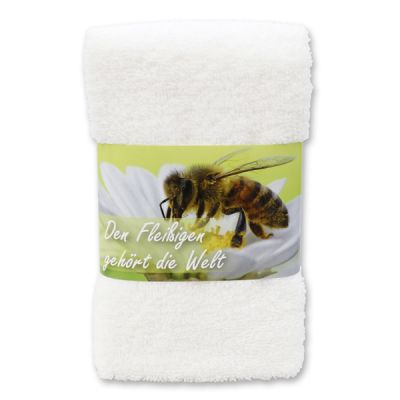 Guest towel 30x50cm "Den Fleißigen gehört die Welt", white 