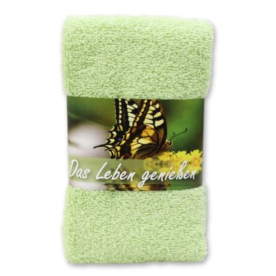 Guest towel 30x50cm "Das Leben genießen", green 